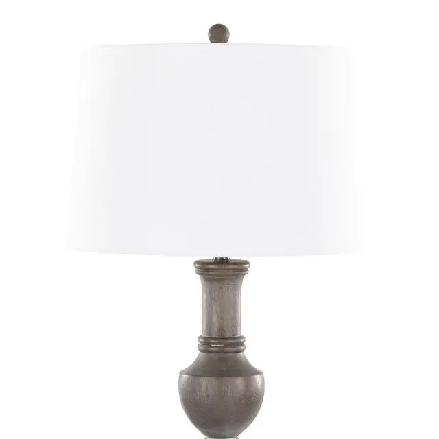 Alt view image 5 of 7 - 61" Contemporary Polyresin Floor Lamp in Acid Grey Wood Finish and White Linen Shade