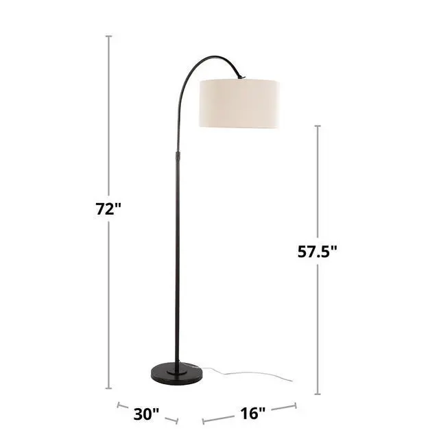 Alt view image 2 of 7 - 72" Contemporary Metal Floor Lamp in Oil Bronze with Natural Linen Shade