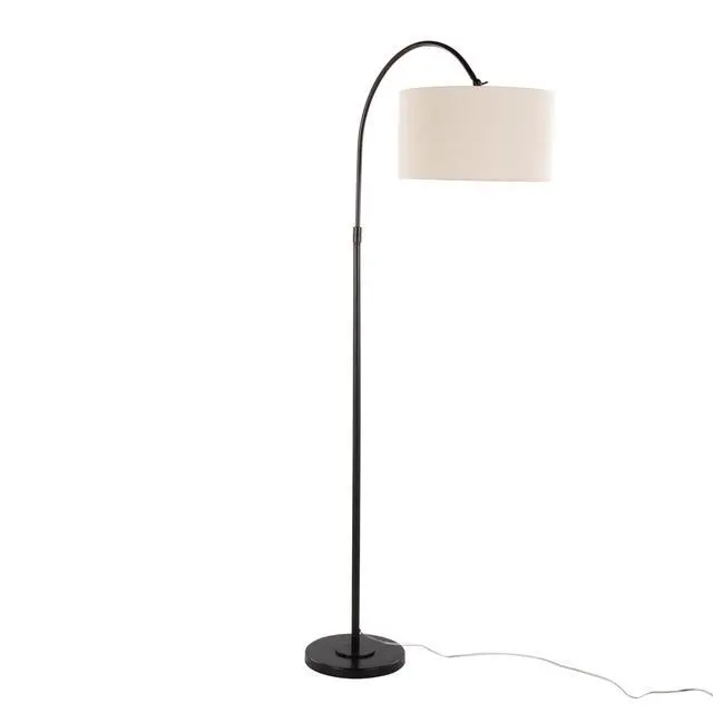 Alt view image 3 of 7 - 72" Contemporary Metal Floor Lamp in Oil Bronze with Natural Linen Shade