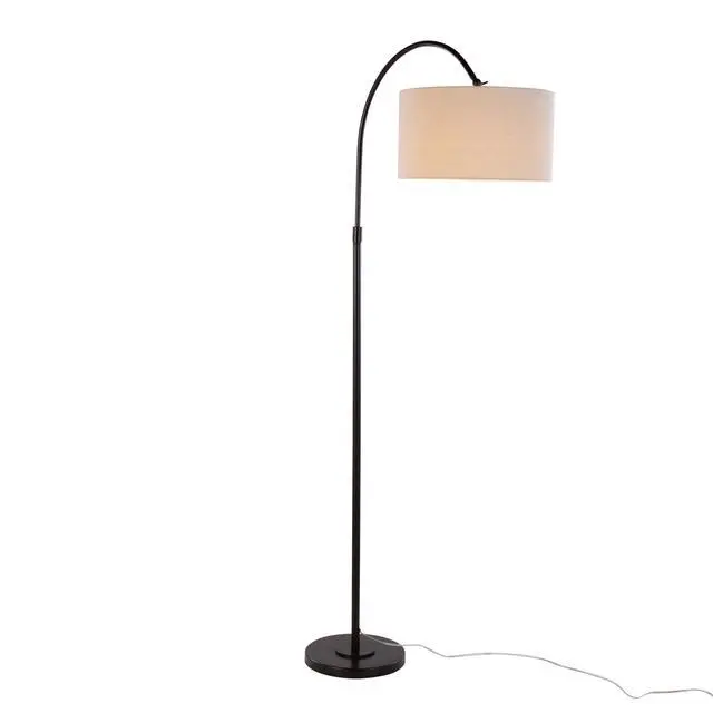 Alt view image 4 of 7 - 72" Contemporary Metal Floor Lamp in Oil Bronze with Natural Linen Shade