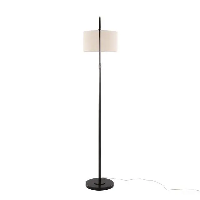 Alt view image 7 of 7 - 72" Contemporary Metal Floor Lamp in Oil Bronze with Natural Linen Shade