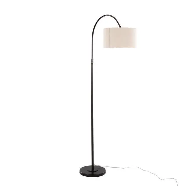 Alt view image 6 of 7 - 72" Contemporary Metal Floor Lamp in Oil Bronze with Natural Linen Shade