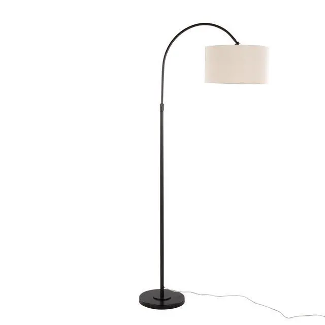 Alt view image 5 of 7 - 72" Contemporary Metal Floor Lamp in Oil Bronze with Natural Linen Shade