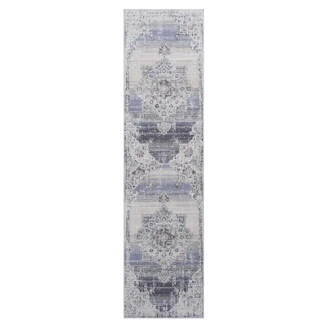 Alt view image 2 of 7 - Collection 96*26 inch Cream / Blue / Medallion Runner Rug