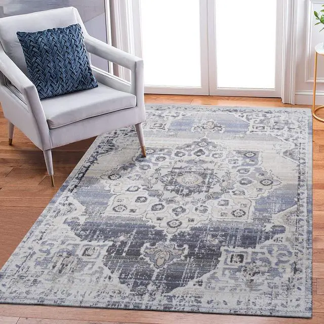 Main image of Collection 108*79 inch Cream / Blue / Medallion Area Rug