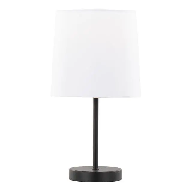 Alt view image 3 of 7 - 16" Contemporary Metal Accent Lamp in Black Metal with White Shade - Set Of 2