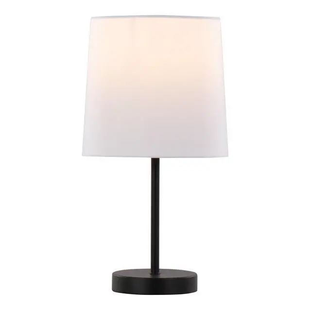 Alt view image 4 of 7 - 16" Contemporary Metal Accent Lamp in Black Metal with White Shade - Set Of 2