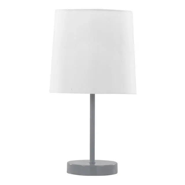 Alt view image 2 of 7 - 16" Contemporary Metal Accent Lamp in Grey Metal with White Shade - Set Of 2