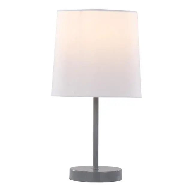 Alt view image 3 of 7 - 16" Contemporary Metal Accent Lamp in Grey Metal with White Shade - Set Of 2