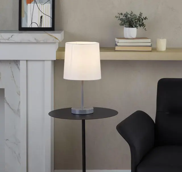 Alt view image 7 of 7 - 16" Contemporary Metal Accent Lamp in Grey Metal with White Shade - Set Of 2
