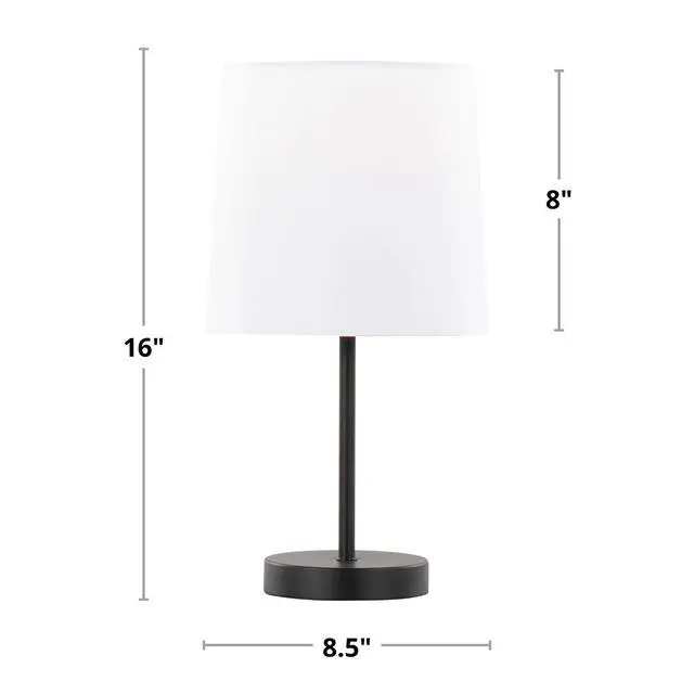 Alt view image 2 of 7 - 16" Contemporary Metal Accent Lamp in White Metal with White Shade - Set Of 2