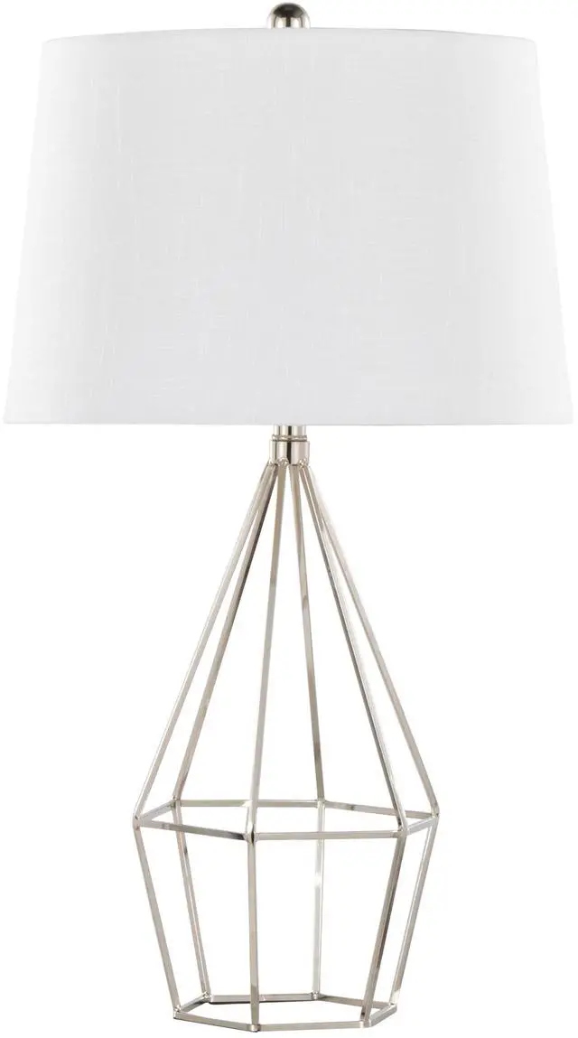 Alt view image 4 of 7 - 27" Contemporary Metal Table Lamp in Polished Nickel with White Linen Shade From Grandview Gallery - Set Of 2