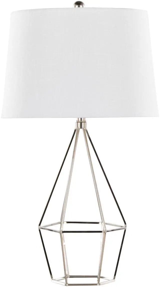 Alt view image 6 of 7 - 27" Contemporary Metal Table Lamp in Polished Nickel with White Linen Shade From Grandview Gallery - Set Of 2