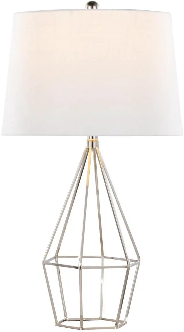 Alt view image 5 of 7 - 27" Contemporary Metal Table Lamp in Polished Nickel with White Linen Shade From Grandview Gallery - Set Of 2