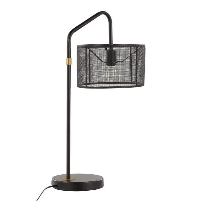 Alt view image 4 of 7 - 27" Contemporary Metal Task Lamp with Built-in Usb Port in Oil Bronze and Painted Gold Metal From Grandview Gallery - Set Of 2