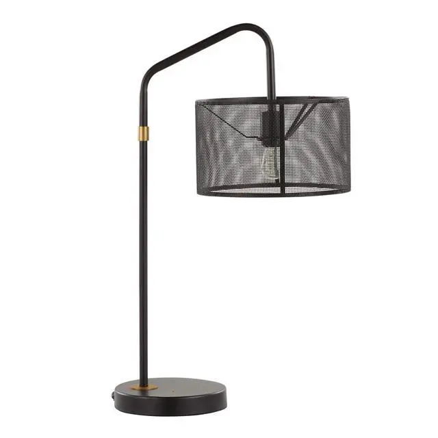 Alt view image 7 of 7 - 27" Contemporary Metal Task Lamp with Built-in Usb Port in Oil Bronze and Painted Gold Metal From Grandview Gallery - Set Of 2