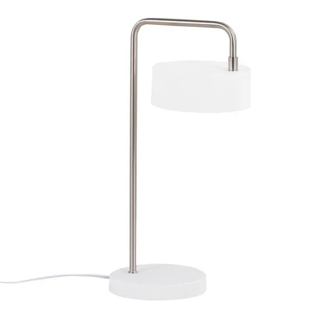 Alt view image 2 of 7 - Contemporary Table Lamp in Nickel and White Metal
