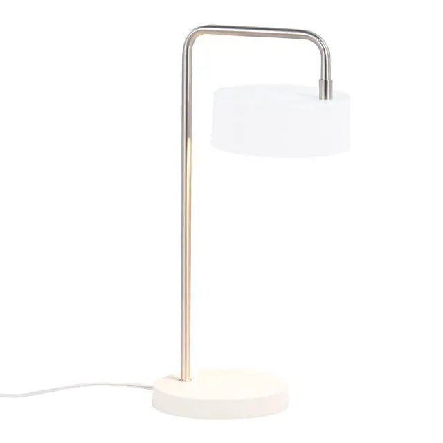 Alt view image 3 of 7 - Contemporary Table Lamp in Nickel and White Metal
