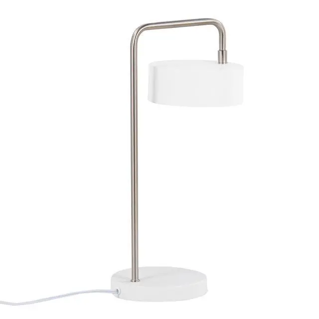 Alt view image 5 of 7 - Contemporary Table Lamp in Nickel and White Metal