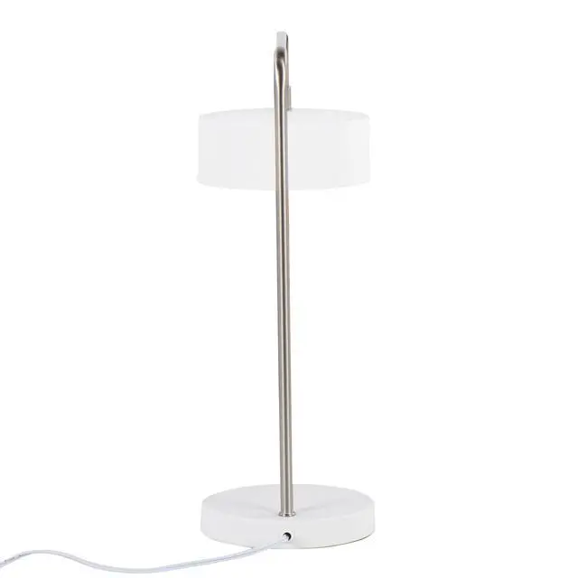 Alt view image 6 of 7 - Contemporary Table Lamp in Nickel and White Metal