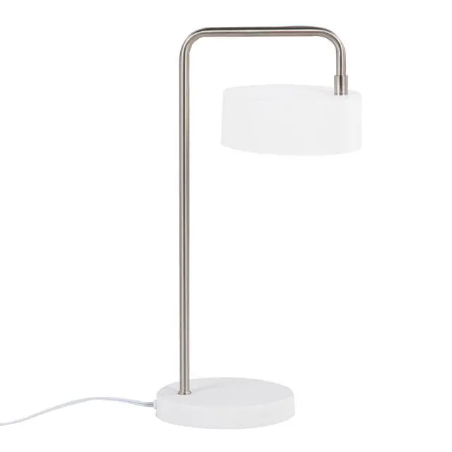 Alt view image 4 of 7 - Contemporary Table Lamp in Nickel and White Metal