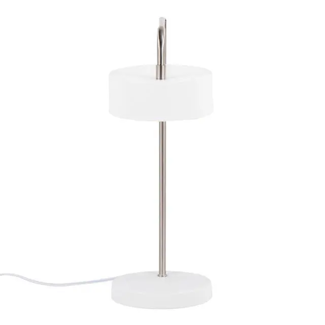 Alt view image 7 of 7 - Contemporary Table Lamp in Nickel and White Metal