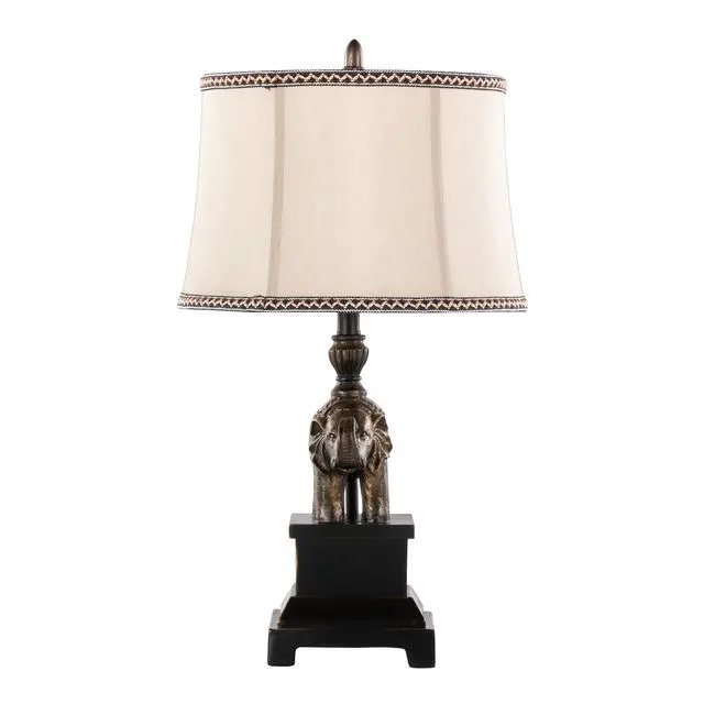 Alt view image 6 of 7 - 27" Polyresin Table Lamp in Bronze Polyresin with Natural Linen Soft Back Shade - Set Of 2