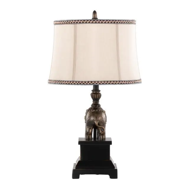Alt view image 5 of 7 - 27" Polyresin Table Lamp in Bronze Polyresin with Natural Linen Soft Back Shade - Set Of 2