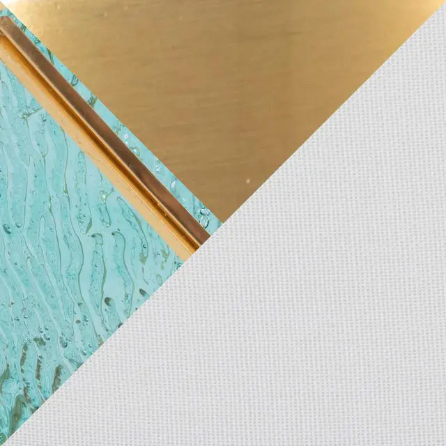 Alt view image 5 of 7 - Table Lamp in Gold Metal with Turquoise Glass and White Linen Shade - Set Of 2