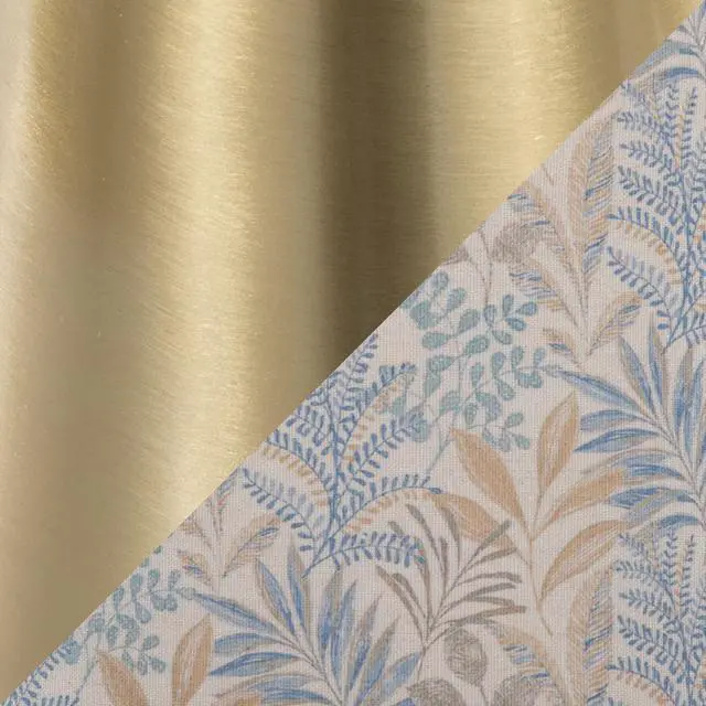 Alt view image 7 of 7 - Table Lamp in Gold Metal Base with Travertine Stone and Tan Leaf Fabric Shade - Set Of 2