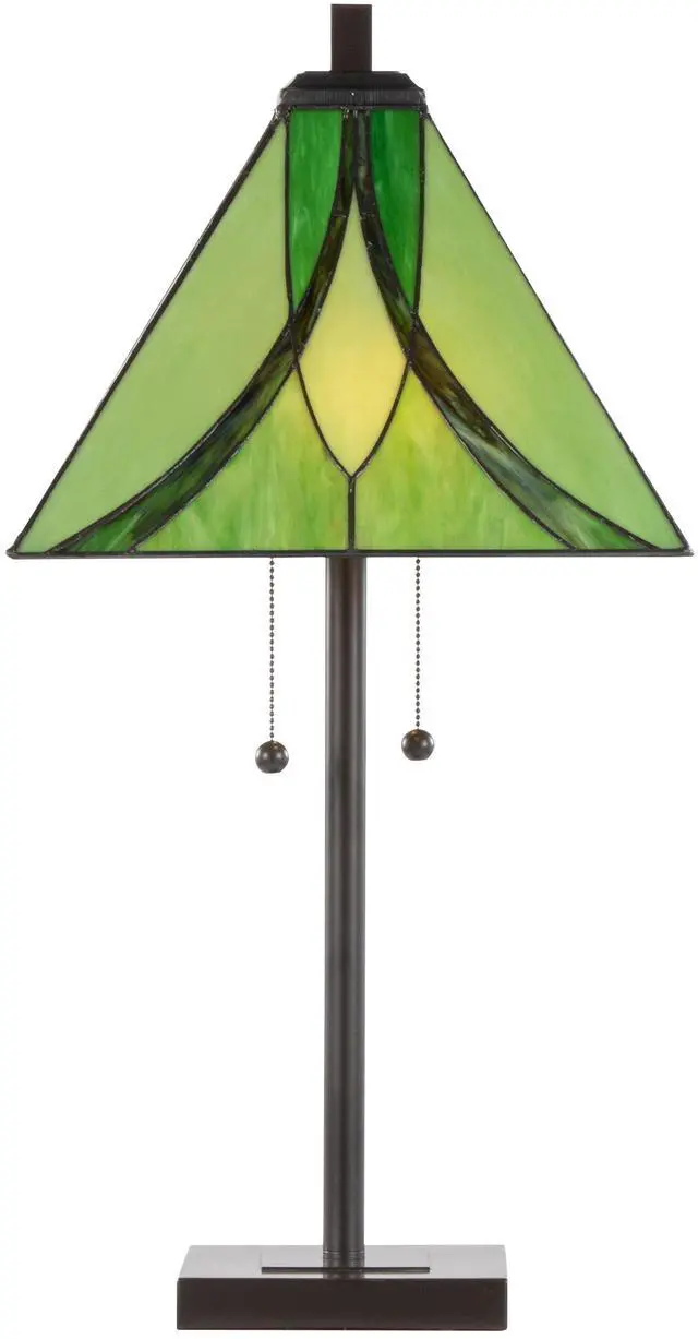 Alt view image 2 of 7 - 30" Table Lamp in Oil Rubbed Bronze Metal with Green Glass