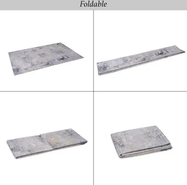 Alt view image 7 of 7 - Gold Washable Rug 36*24 inch Doormat Rug (Gray+Gold, 36*24 inch)