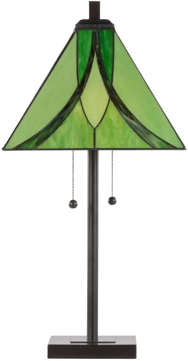 Alt view image 4 of 7 - 30" Table Lamp in Oil Rubbed Bronze Metal with Green Glass