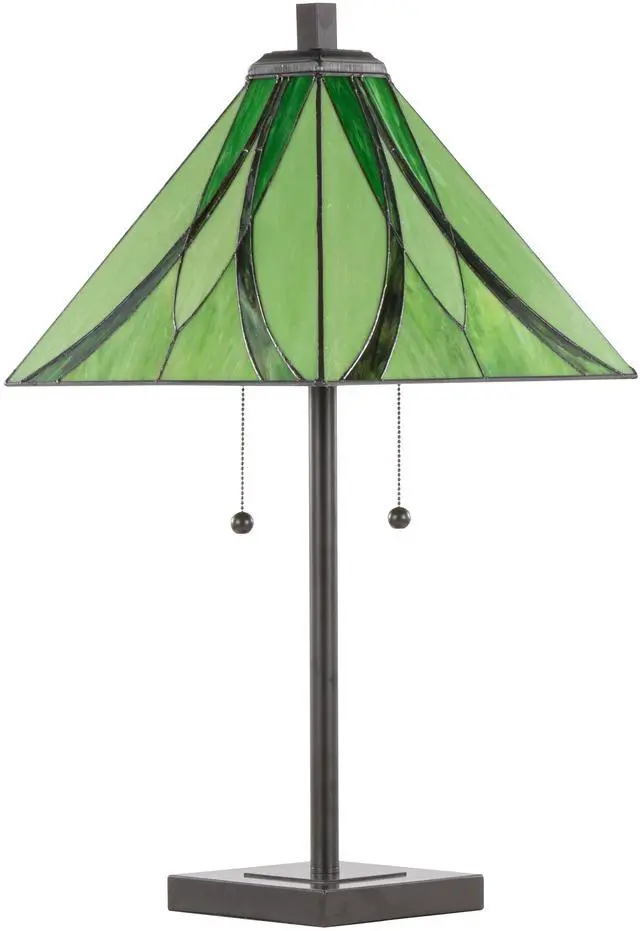 Alt view image 5 of 7 - 30" Table Lamp in Oil Rubbed Bronze Metal with Green Glass