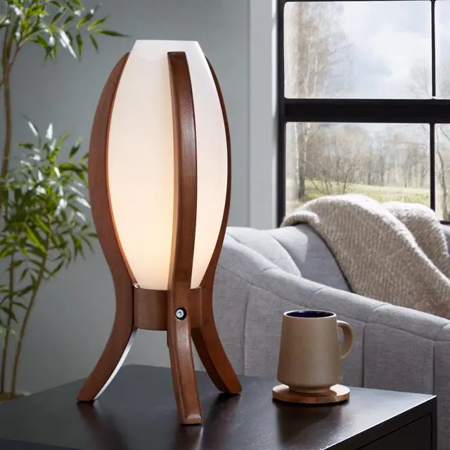 Main image of Desk Lamp with Walnut Wood and Frosted Glass