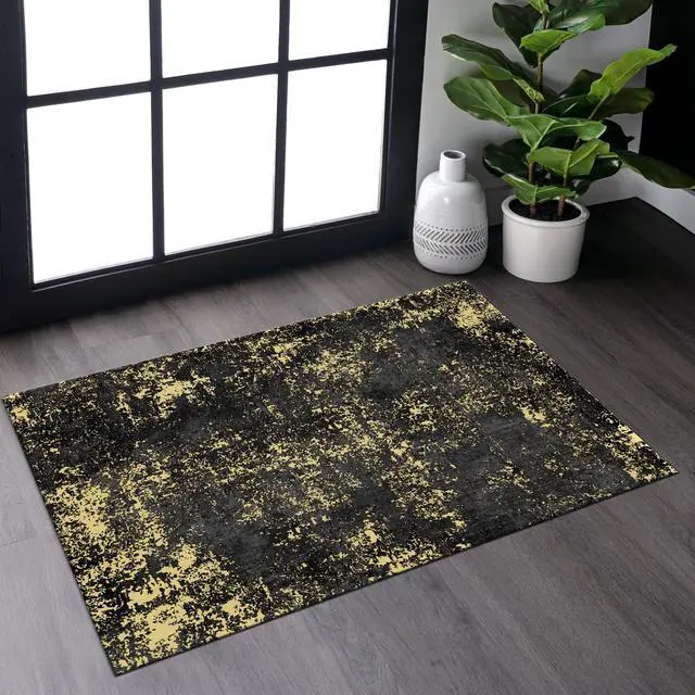 Main image of Black Washable Rug 36*24 inch Doormat Rug (Black+Gold, 36*24 inch)