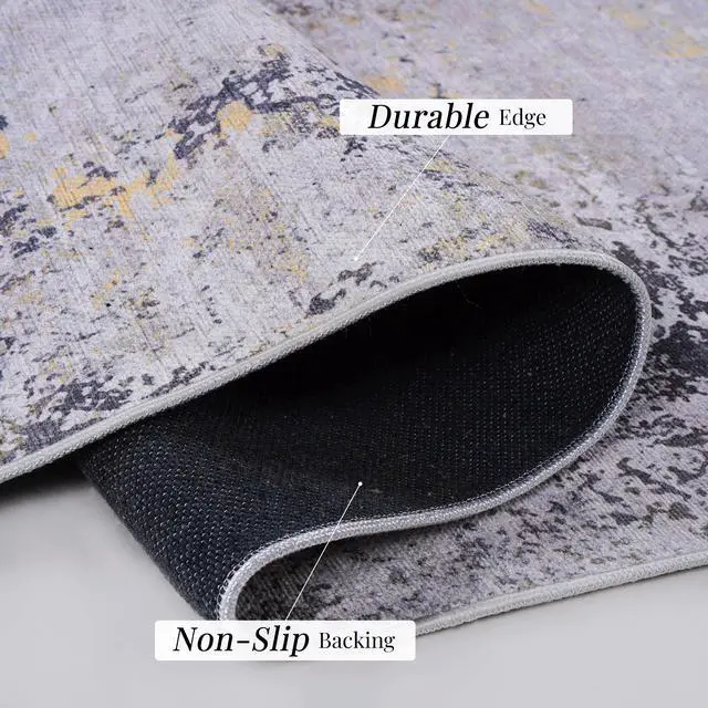 Alt view image 7 of 7 - Gold Washable Rug 60*36 inch Area Rug (Gray+Gold, 60*36 inch)