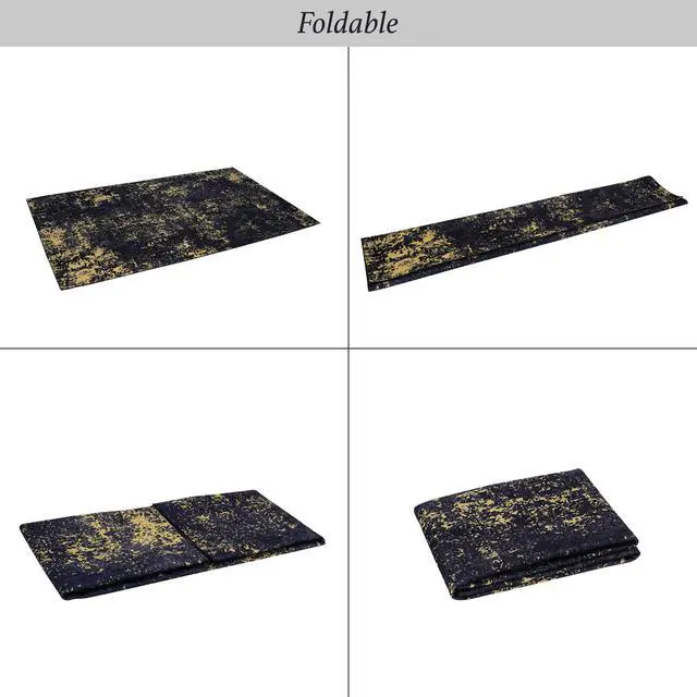 Alt view image 7 of 7 - Black Washable Rug 36*24 inch Doormat Rug (Black+Gold, 36*24 inch)