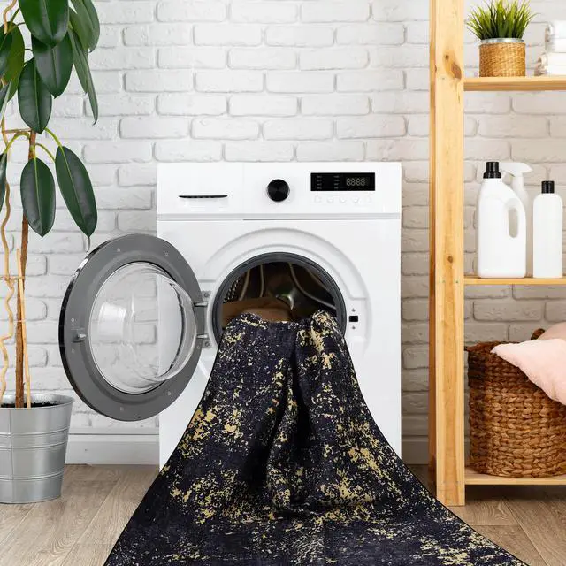 Alt view image 3 of 7 - Black Washable Rug 120*30 inch Runner Rug (Black+Gold, 120*30 inch)