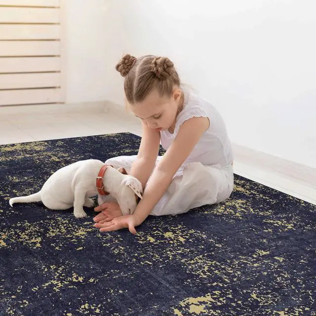 Alt view image 4 of 7 - Black Washable Rug 120*30 inch Runner Rug (Black+Gold, 120*30 inch)