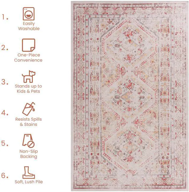 Alt view image 7 of 7 - Beige Washable Rug 60*36 inch Area Rug (Beige, 60*36 inch)