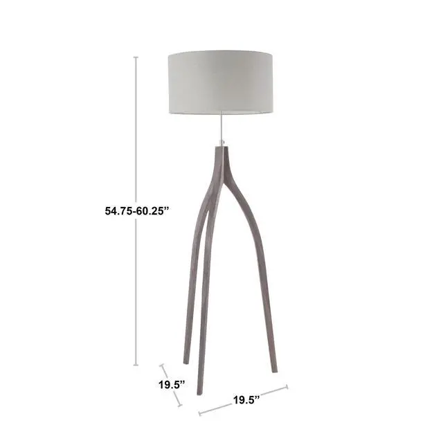 Alt view image 3 of 7 - Wishbone Contemporary Floor Lamp in Walnut Wood with A White Fabric Shade