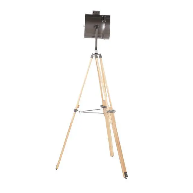 Alt view image 5 of 7 - Floor Lamp in Natural Wood and Antique Metal