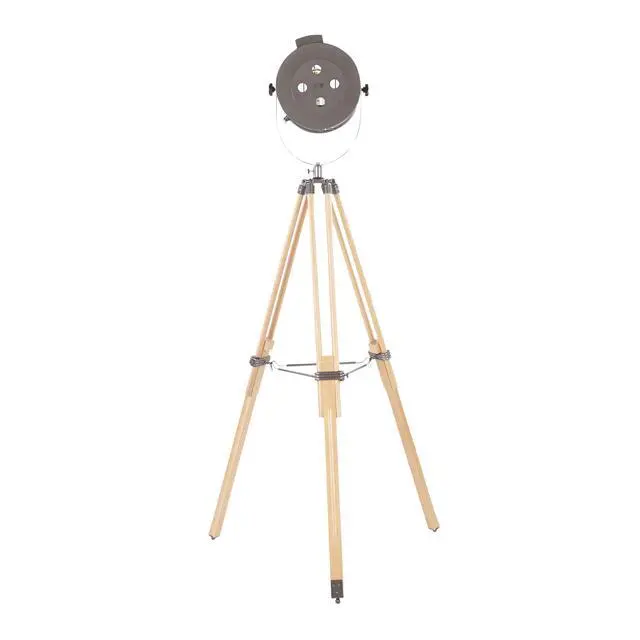 Alt view image 7 of 7 - Floor Lamp in Natural Wood and Antique Metal