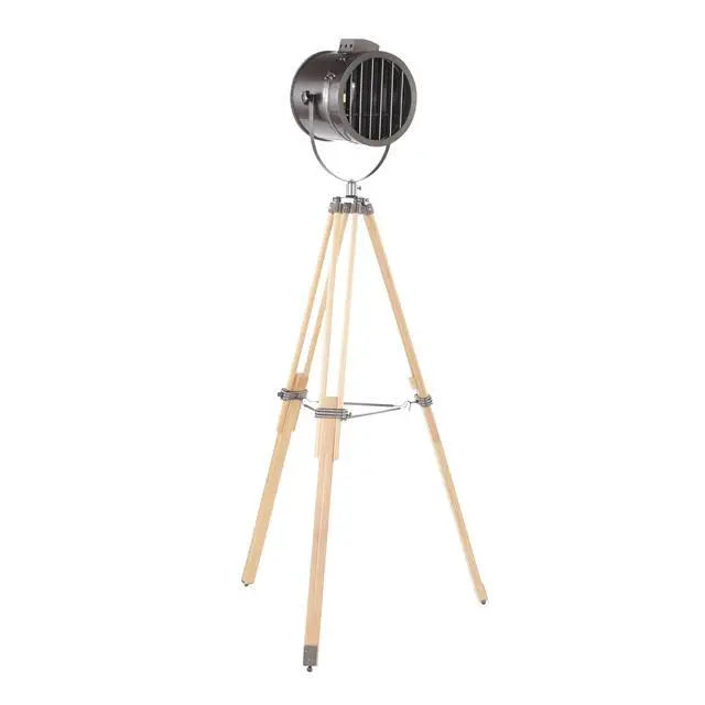 Alt view image 4 of 7 - Floor Lamp in Natural Wood and Antique Metal