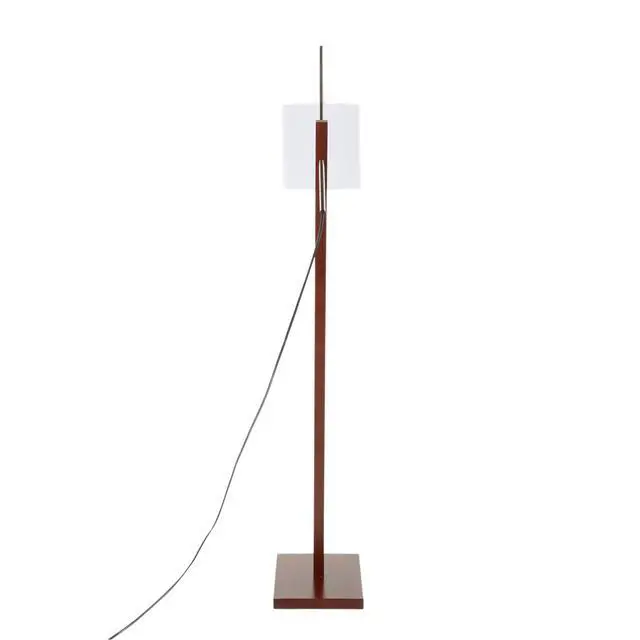 Alt view image 7 of 7 - Arturo Contemporary Floor Lamp in Walnut Wood and White Fabric Shade