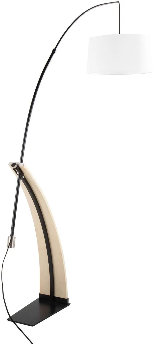 Main image of Floor Lamp in Natural Wood and White Linen Shade