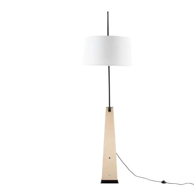 Alt view image 5 of 7 - Floor Lamp in Natural Wood and White Linen Shade