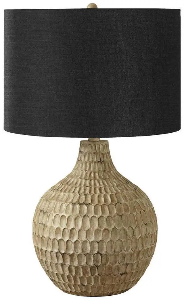Main image of Lighting, 25"H, Table Lamp, Black Shade, Brown Resin, Contemporary