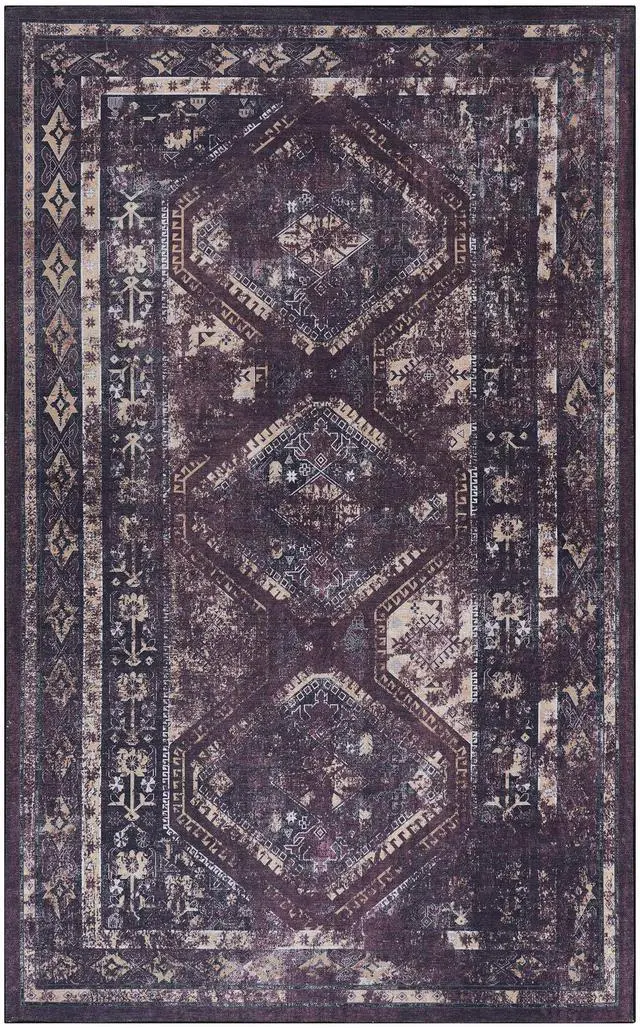 Alt view image 2 of 7 - Black Washable Rug 72*48 inch Area Rug (Black+Burgundy, 72*48 inch)